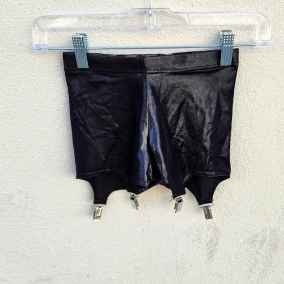 BLACKMILK Wet Look Suspender Shorts - Picture 2 of 5